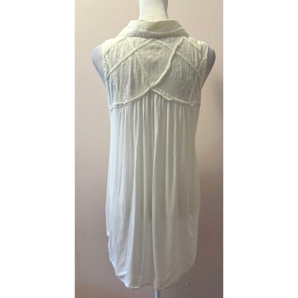 FREE PEOPLE Sleeveless Cotton Flowy Buton Down Tunic Aztec Lace Size S - Picture 1 of 5